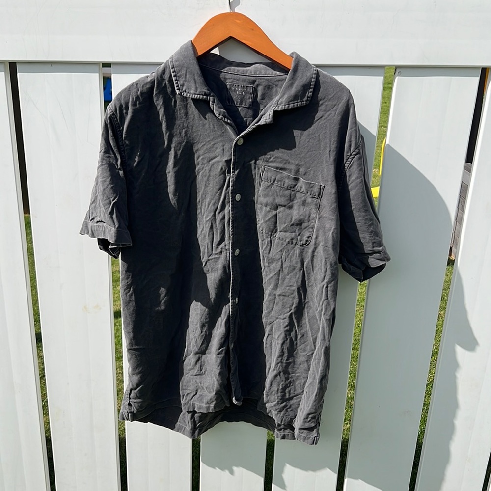 Abercrombie and Fitch short sleeve washed black / grey casual button down shirt